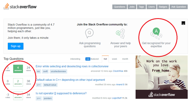 Stack Overflow khuyến khích người dùng bằng hệ thống vote câu hỏi/câu trả lời để được các công ty tuyển dụng và cộng đồng công nhận